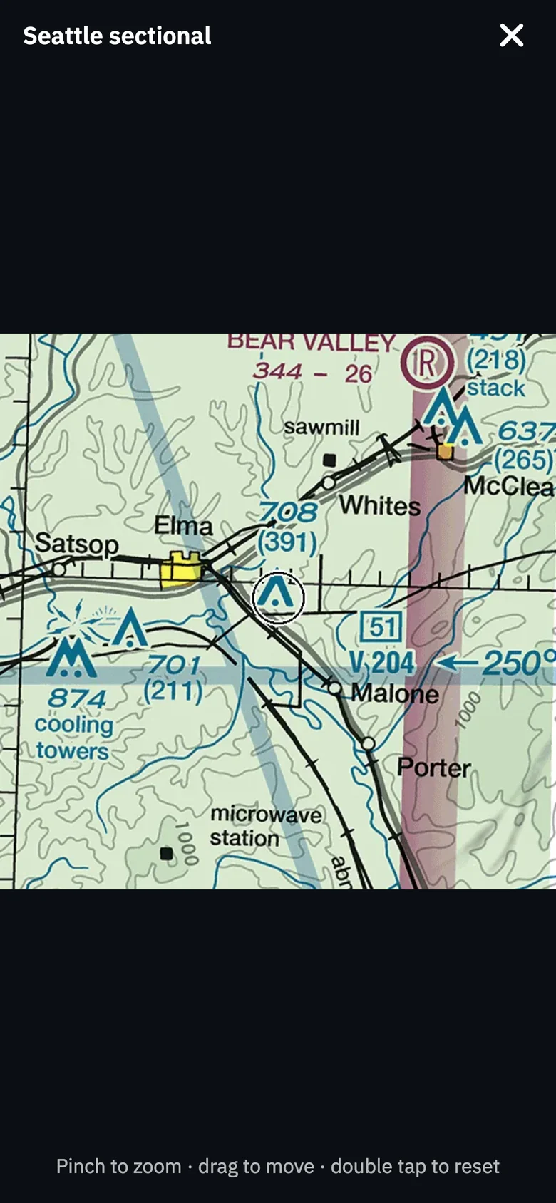 Zoomed sectional chart excerpt in Hovertest